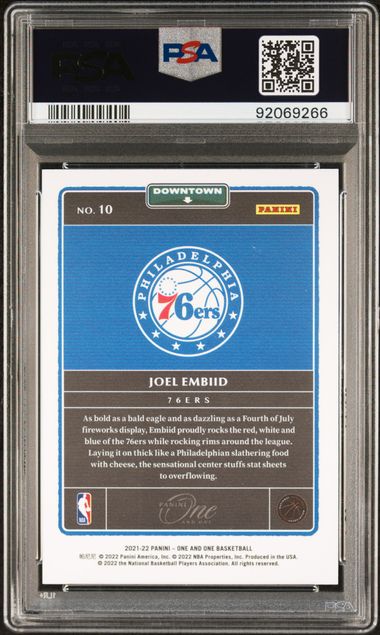 2021 PANINI ONE AND ONE DOWNTOWN #10 JOEL EMBIID DOWNTOWN PSA 9