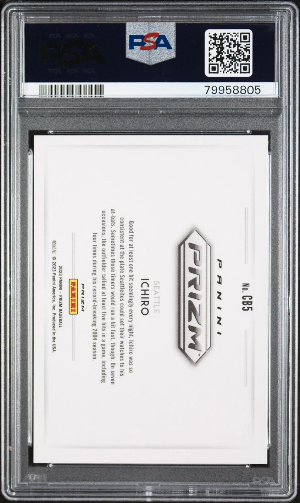 2023 PANINI PRIZM COLOR BLAST #CB5 ICHIRO CASE HIT PSA 9