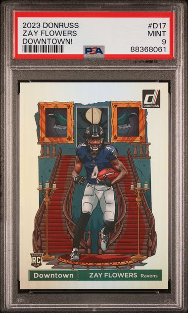 2023 PANINI DONRUSS DOWNTOWN! #D17 ZAY FLOWERS PSA 9
