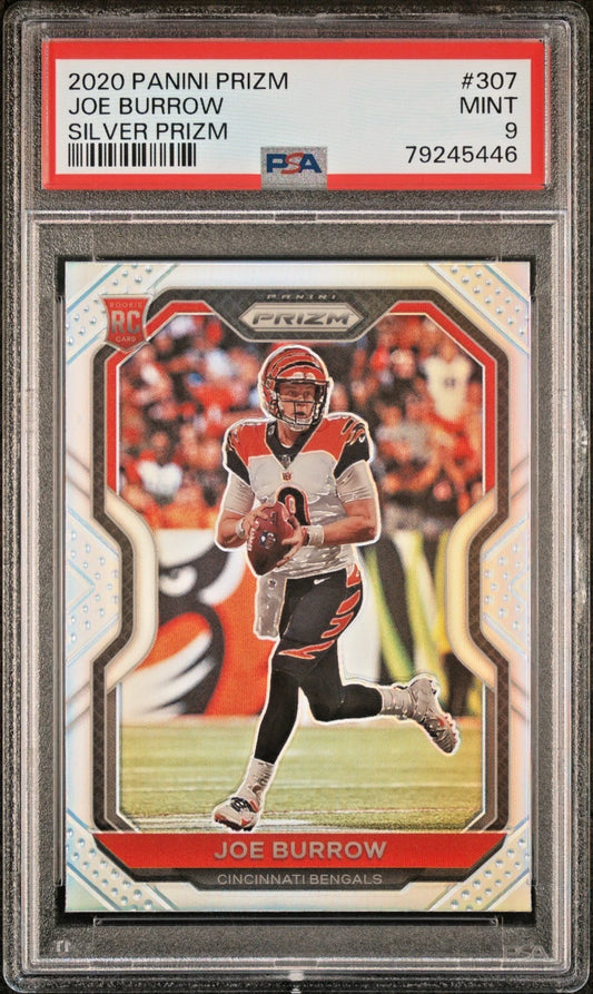 2020 PANINI PRIZM #307 JOE BURROW SILVER PRIZM PSA 9
