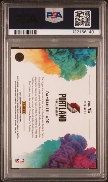 2021 PANINI SPECTRA COLOR BLAST #15 DAMIAN LILLARD COLOR BLAST PSA 9